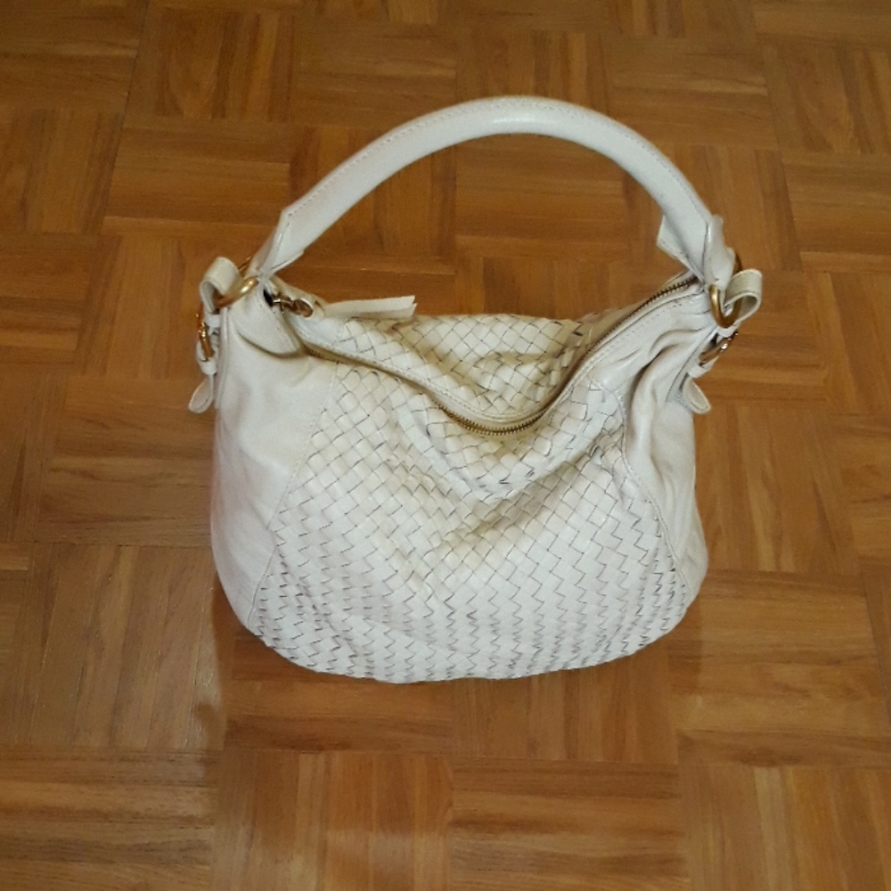 Christopher Kon Off White Woven Shoulder Bag